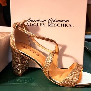 Badgley Mischka Gold Verona Heels (New) In Box